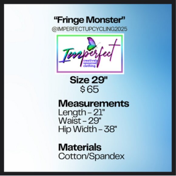 Upcycled denim skirt with fringe - Picture 2 of 2